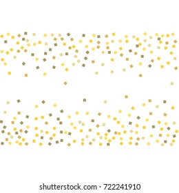 Golden tinsel texture on a white background. The color of gold particles. Celebratory background. Golden explosion of confetti. Vector illustration. EPS 10.