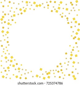 Golden tinsel texture on a white background. The color of gold particles. Celebratory background. Golden explosion of confetti. Vector illustration. EPS 10.
