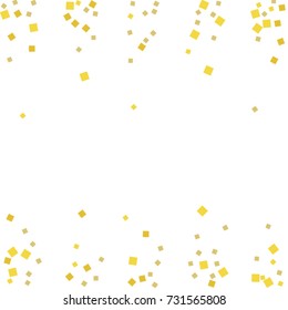Golden tinsel texture on a white background. The color of gold particles. Celebratory background. Golden explosion of confetti. Vector illustration. EPS 10.