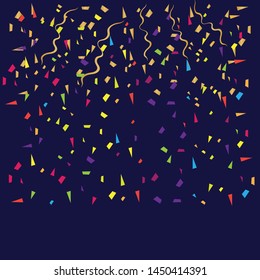 Golden Tiny Confetti And Ribbon Falling . Falling shiny golden confetti background