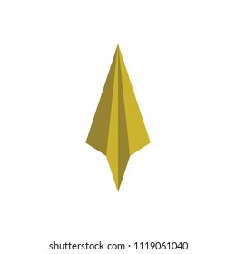 Golden tip of arrow logo 3d vector design