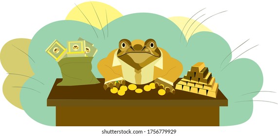  golden toad, toad clerk, toad with money