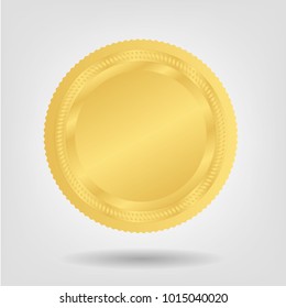 Golden token placed on white background
