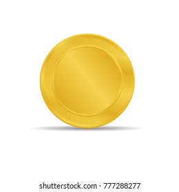 Golden token placed on white background. gold coin icon