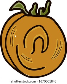 Golden tomato, illustration, vector on white background.