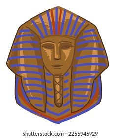 Tumba dorada del faraón, aislado Tutankhamun momificó al gobernante de Egipto. Ciencia de la arqueología y la egyptología, exponente y artefacto del viejo mundo y civilizaciones de la era pasada. Vector de estilo plano