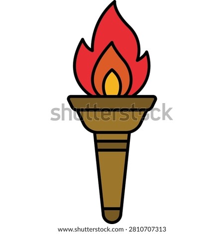 Golden torch with bright burning flame vector icon
