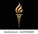 Golden Torch Flame Logo Vector Design