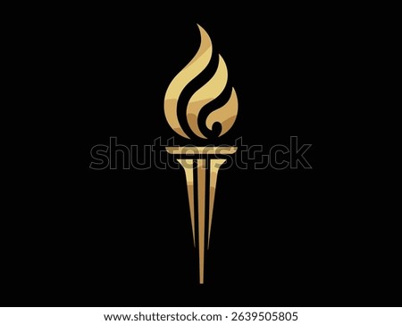 Golden Torch Flame Logo Vector Design