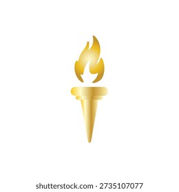 Golden Torch Illustration Featuring Flame and Handle Elements in a Symbolic Representation of Fire and Light