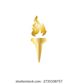 Golden Torch Illustration Featuring Flame and Handle Elements in a Symbolic Representation of Light