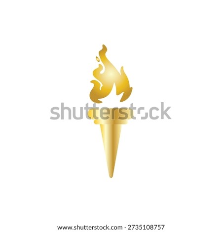 Golden Torch Illustration Featuring Flame and Handle Elements in a Symbolic Representation of Light