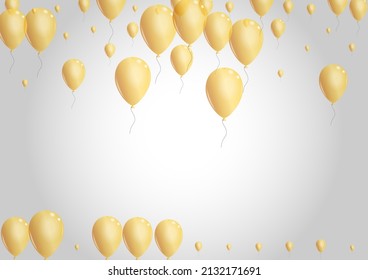 Vector gris de fondo de juguete dorado. Marco De Fest Sorpresa. Símbolo amarillo Confetti. Cartel de la boda aérea.