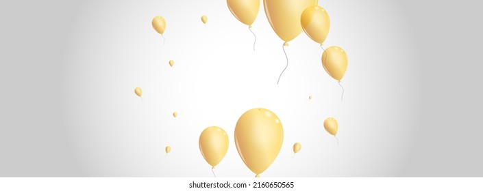 Golden Toy Background Gray Vector. Baloon Carnival Card. Gold Decoration Air. Helium Art Banner.