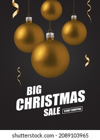 Golden toy balls with Christmas text.