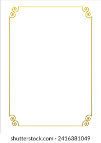Golden traditional rectangular frame on the white background. Perfect design for headline, logo and sale banner etc