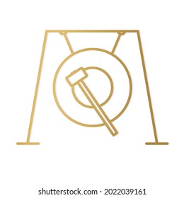 golden traditional tibetan gong icon - vector illustration
