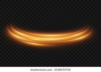 Golden trail and swirl effect. Light lines of light.
