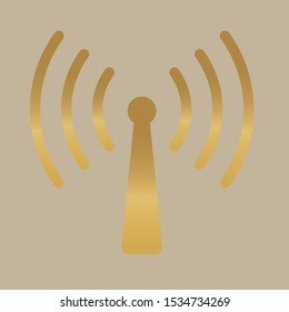 golden transmission signal icon- vector illustration