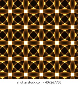 Golden transparent circles in regular order - flower pattern - seamless background