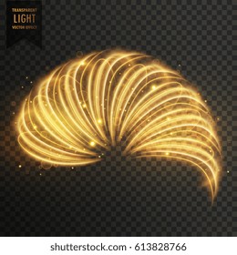 golden transparent light effect of half ring