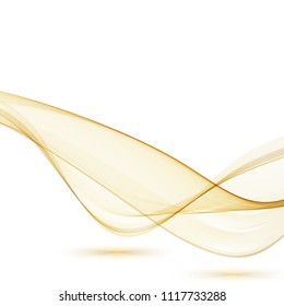 Golden transparent wave.Smooth Golden lines in the form of waves of of smoke.
