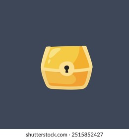 golden treasure box in flat vector design.