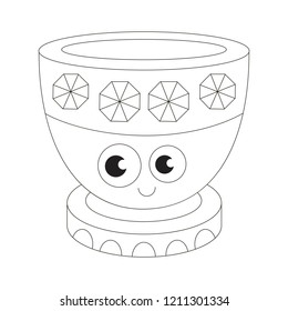 Golden Treasure Cup cartoon. Outlined illustration with thin line black stroke