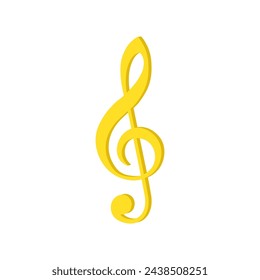 Golden treble clef icon. Vector illustration.