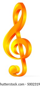 Golden treble clef vector illustration on white background