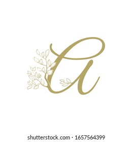 golden tree branches as a part of letter a, vector