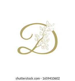 golden tree branches as a part of letter d, vector