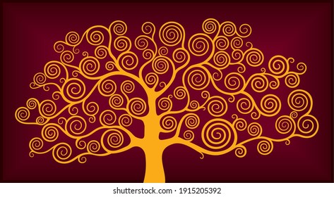 Golden Tree Decorative wood spiral branches Art Deco