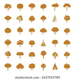 Golden Tree of Life isolated. Vector icons.