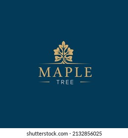 Golden Tree of Life Stamp Seal Emblem Oak Banyan Maple logo design