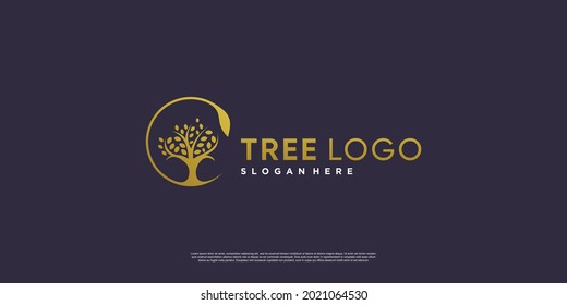 Golden tree logo with creative abstract element style Premium Vector part 2