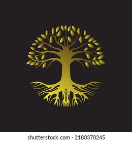 Golden Tree Logo Oak Tree Branches Stock Vector (Royalty Free ...