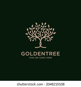 Golden Tree Oak Banyan Maple logo design vector
