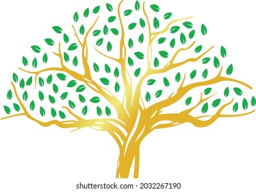 Archivo vectorial de árbol dorado para diseños de logotipo.