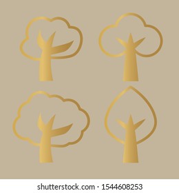 golden trees icon- vector illustration