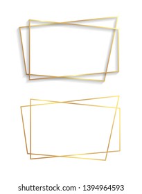 Golden trendy frames with shadows and highlights isolated on a white background and simple duplicate. Eps 10