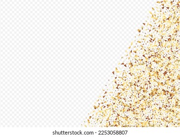 Golden Triangle Effect Transparent Background. Rich Sparkle Background. Yellow Glow Luxury Banner. Sequin Glamour Illustration.