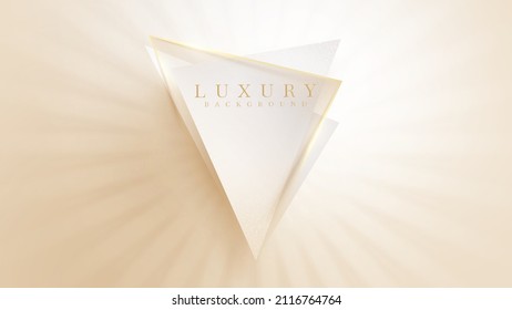 Golden Triangle Frame With Light Rays Decoration. Luxury Background.