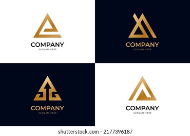 golden triangle letter a monogram business logo, simple elegant company identity logo