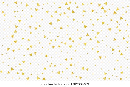 Golden Triangle Light Transparent Background. Festive Shards Postcard. Yellow Sparkle Christmas Illustration. Glow Vector Card.