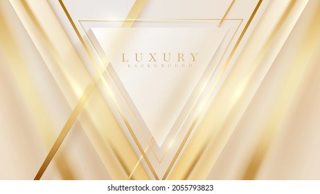 Golden triangle line with sparkle light effects elements, Luxury wallpaper background.