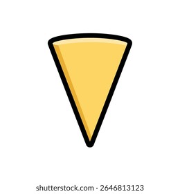 Golden triangle slice pointing down isolated simple vector
