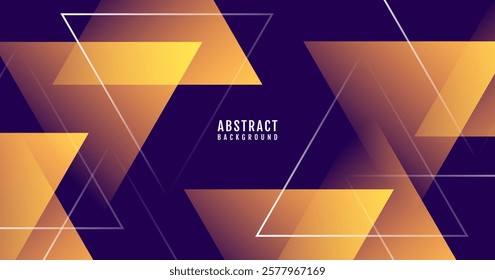 Golden triangles abstract background overlap layer on dark space with lines effect decoration. Modern graphic design element luxury style concept for web banner, art, flyer, card, or brochure cover