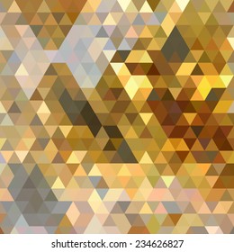 Golden triangles poligonal background. Vector illustration.