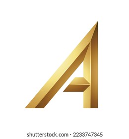 Golden Triangular Letter A on a White Background